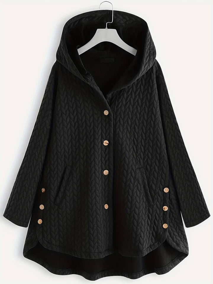 Levoire | Veste À Capuche À Manches Longues Chaude Avec Bouton Noir