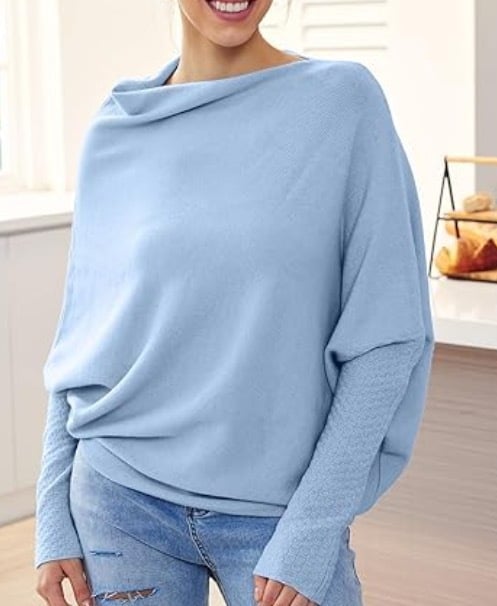 Levoire | Pull En Cachemire À Épaules Dénudées Pour Femmes Bleu clair Une taille