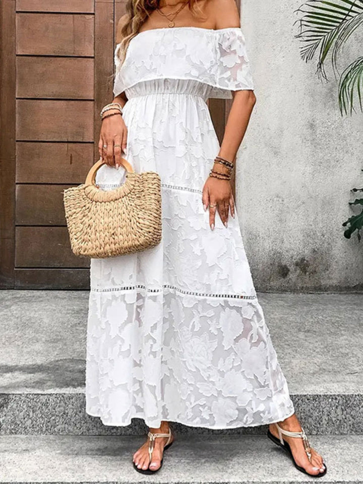 Levoire | Robe Maxi Blanche En Dentelle À Épaules Dénudées