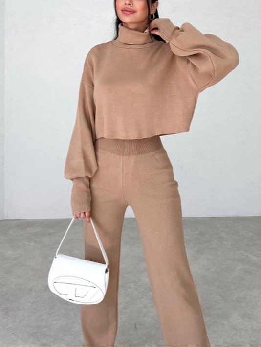 Levoire | Pull À Col Roulé Confortable Combinaison Mitaine Caramel