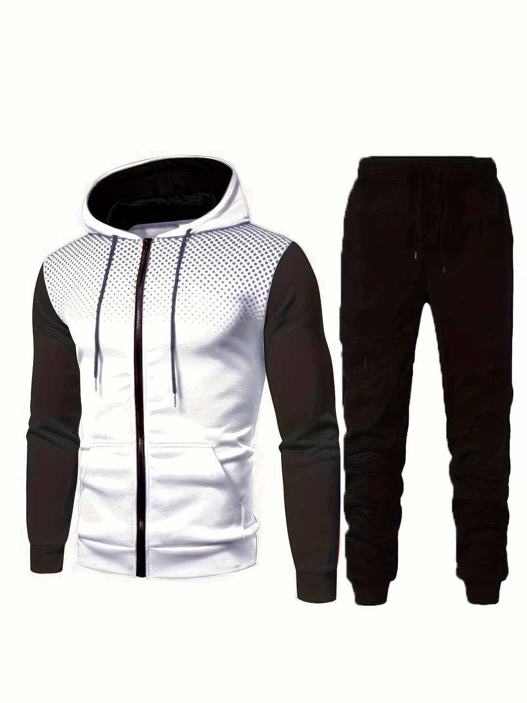 Levoire | Ensemble De Survêtement Pour Homme 2 Pièces Avec Sweat À Capuche Et Pantalon De Jogging Bot Blanc