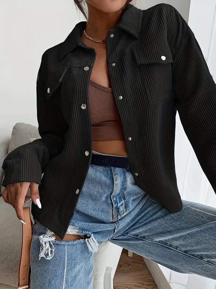 Levoire | Veste Velours Côtelé Boutons Noir