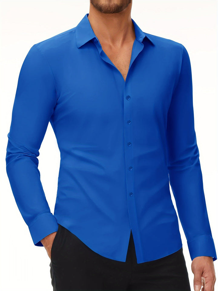 Levoire | Slim Fit Chemise En Coton Stretch Petite Bleue