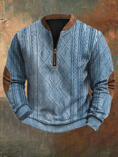Levoire | Pull Zippé Tricoté Vintage Bleu