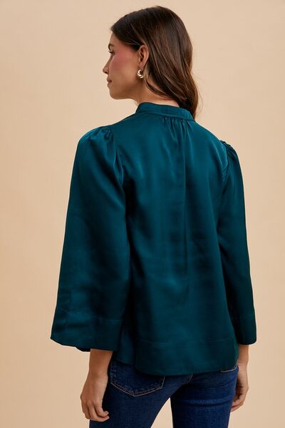 Levoire | Blouse En Satin À Manches Trois-Quarts À Encolure En V