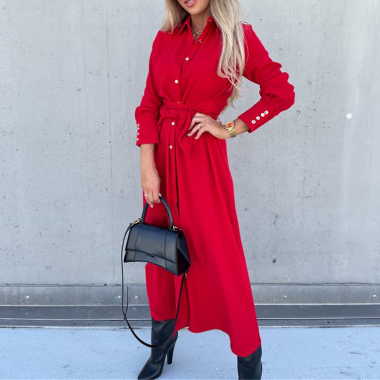 Levoire | Robe Maxi Élégante & Fine Rot