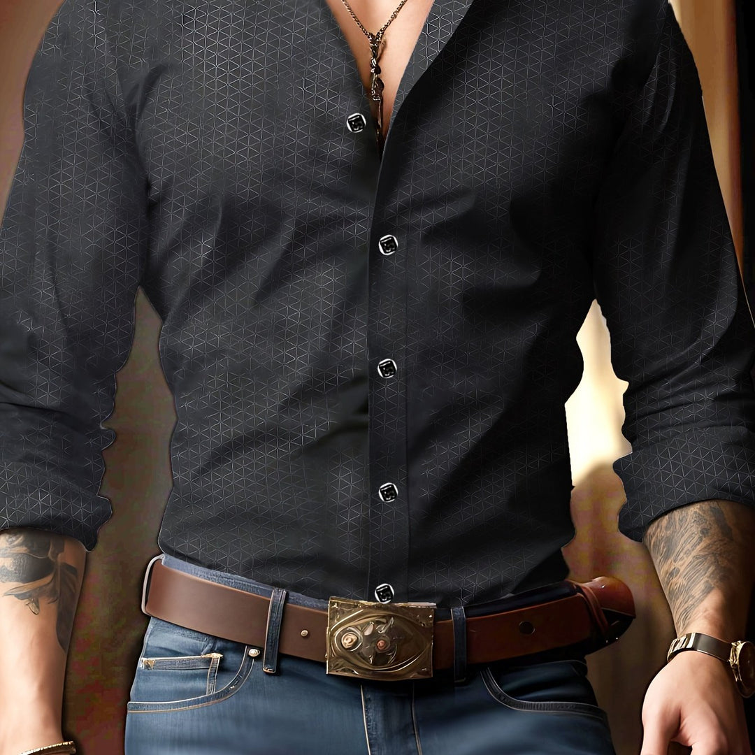Levoire | Imprimé Géométrique Slim Fit Chemise Noir
