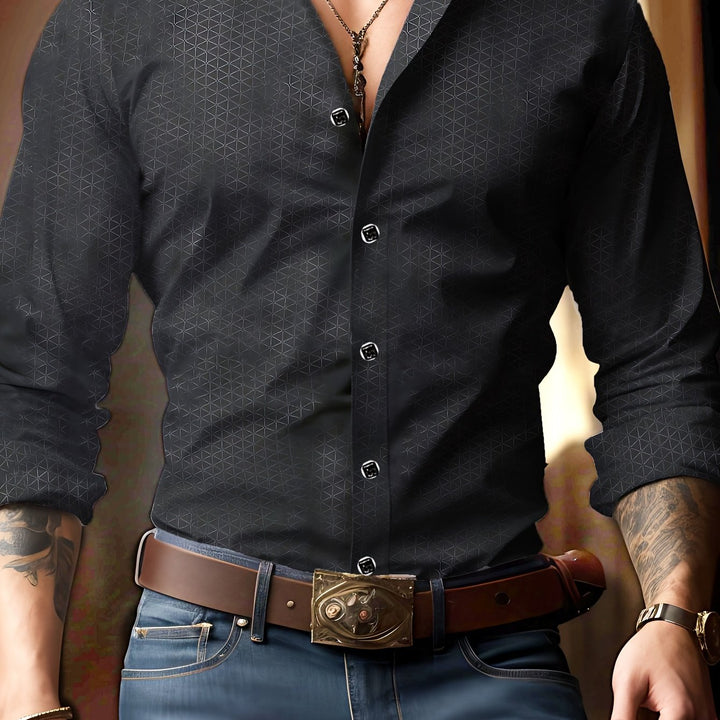 Levoire | Imprimé Géométrique Slim Fit Chemise Noir