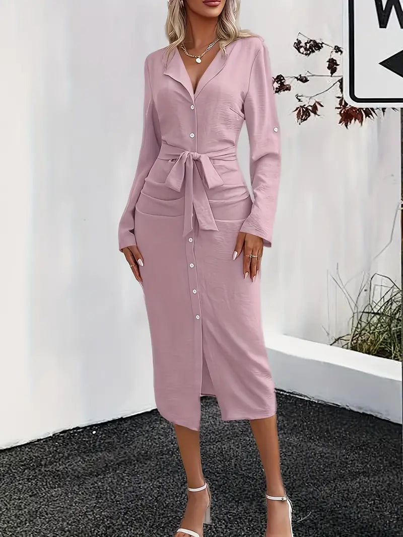 Levoire | Chemisier Robe Avec Patte De Boutonnage Et Ceinture
