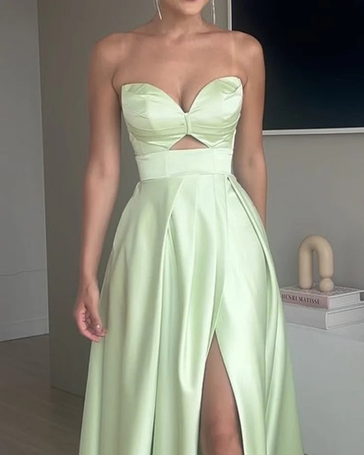 Levoire | Robe creuse unie avec bretelles spaghetti sans manches