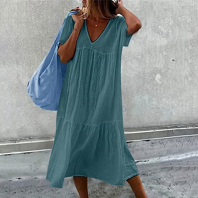 Levoire | Robe Simple Avec Volants Vert foncé