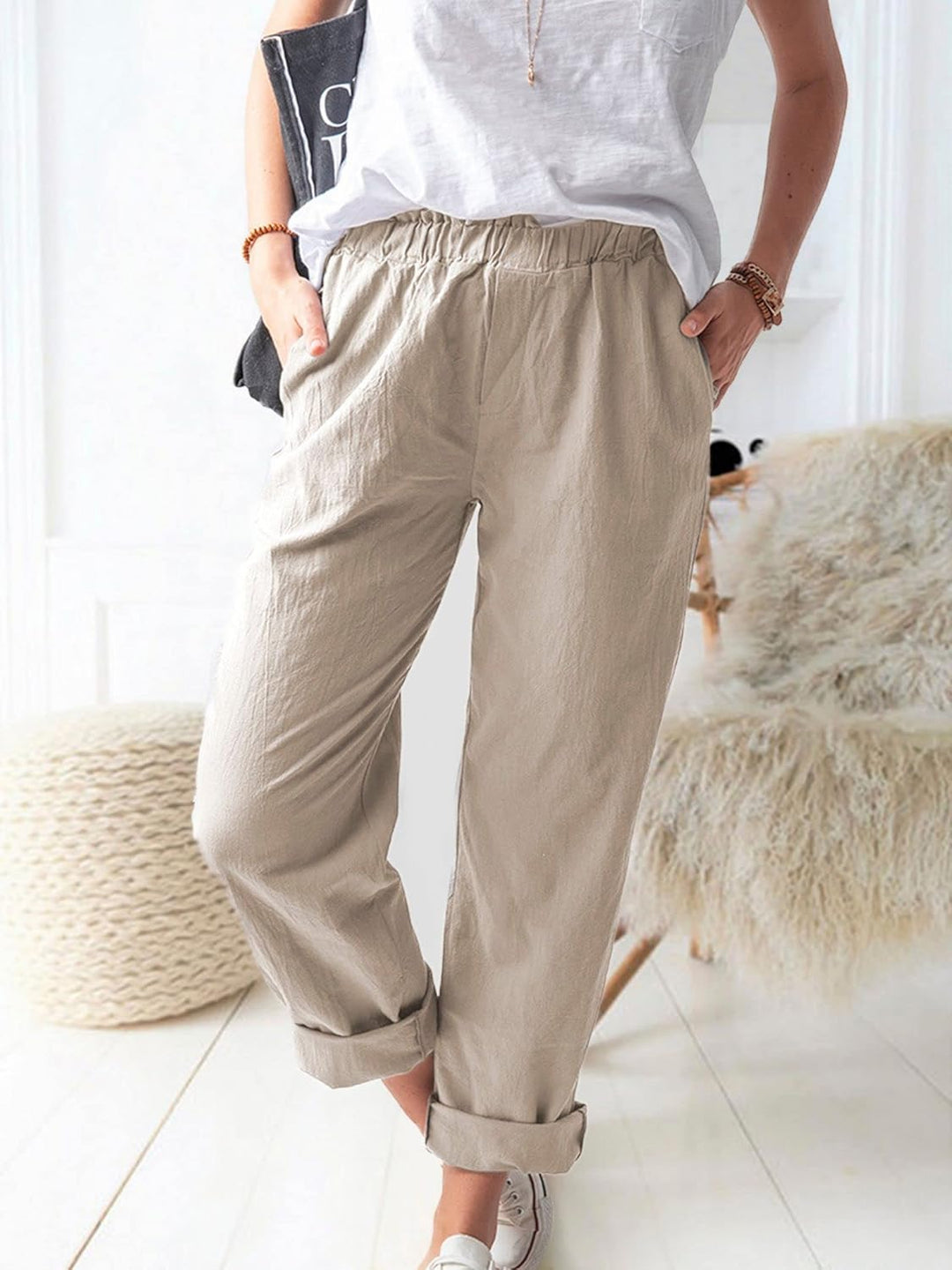 Levoire | Style Sans Effort Pantalons Beige