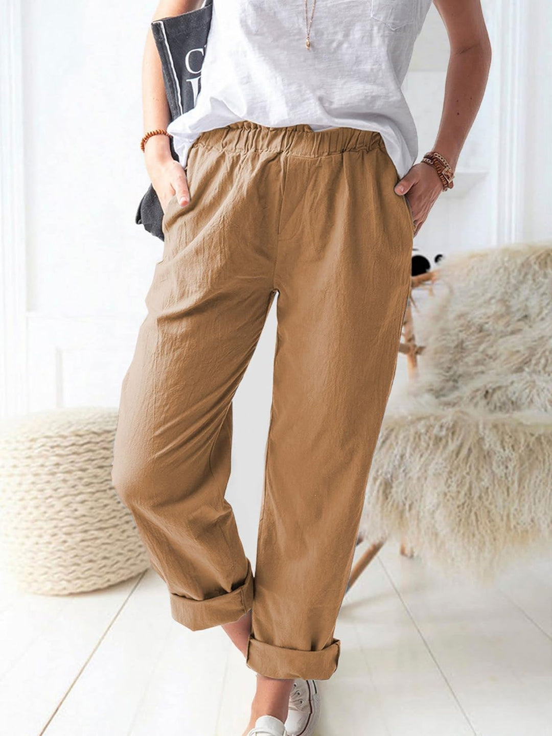 Levoire | Style Sans Effort Pantalons Kaki