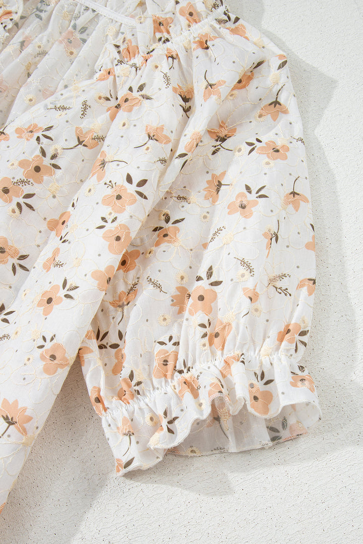 Levoire | Récolte De Vin Inspiré Blouse À Fleurs Avec Manches Bouffantes