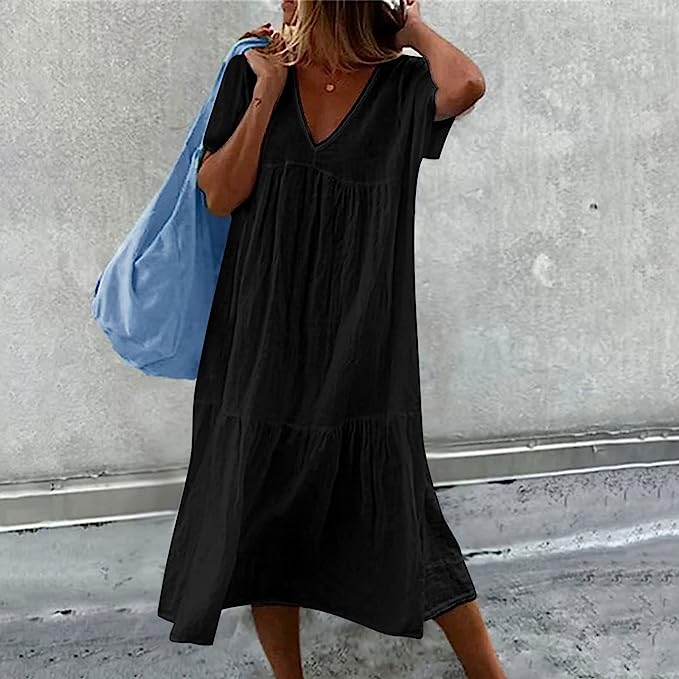 Levoire | Robe Simple Avec Volants Noir