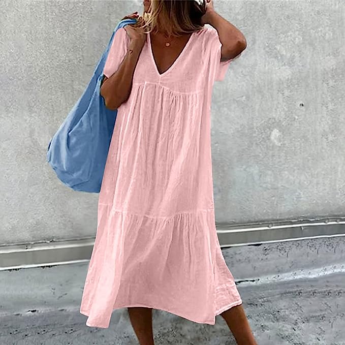 Levoire | Robe Simple Avec Volants Rosa