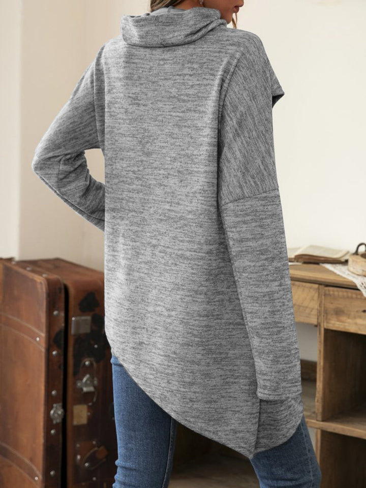 Levoire | Couture asymétrique à capuche col T-shirt à manches longues