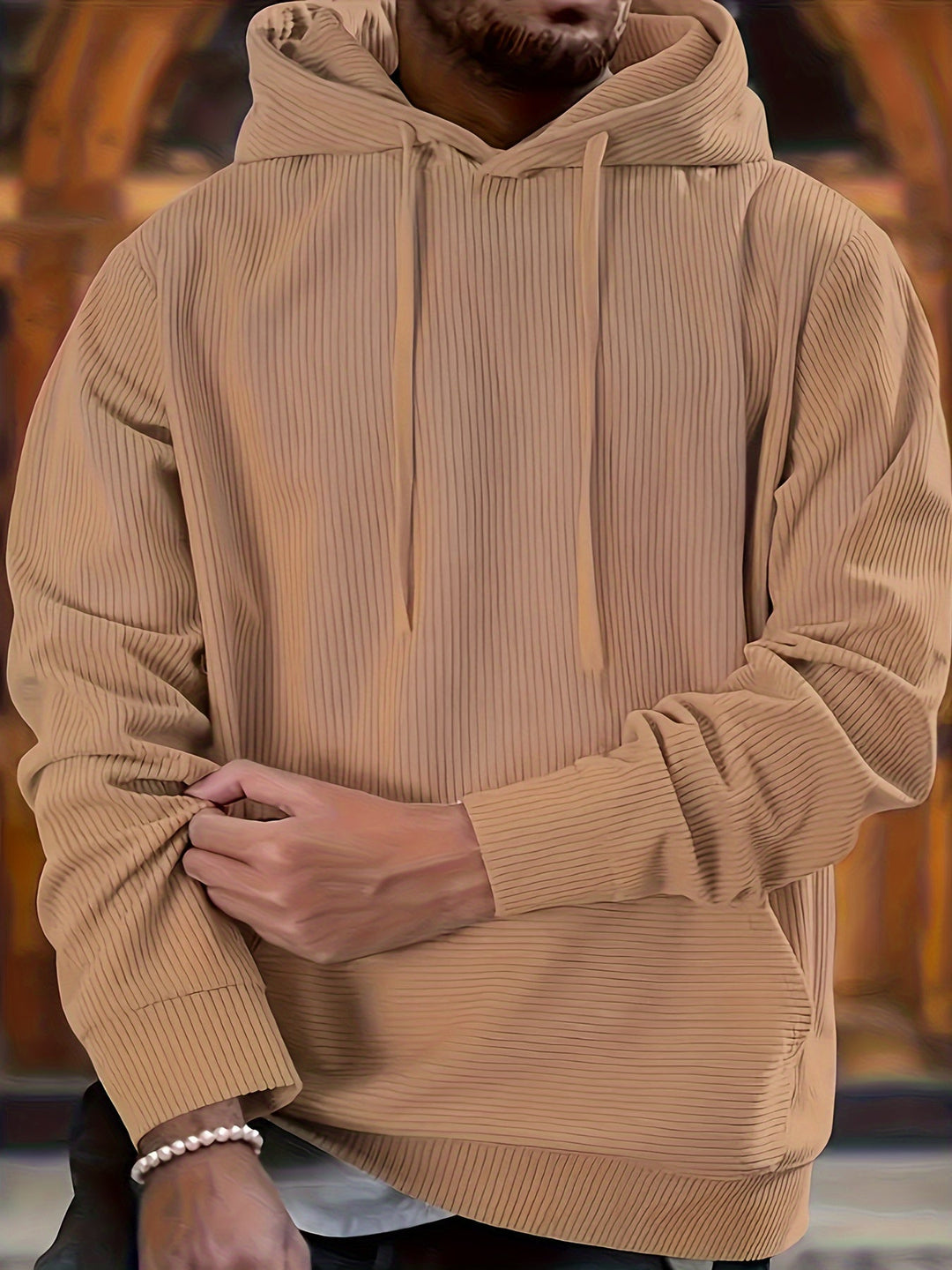 Levoire | Cas Hommes Sweatshirt À Capuche Rayé Et Poche Kangourou