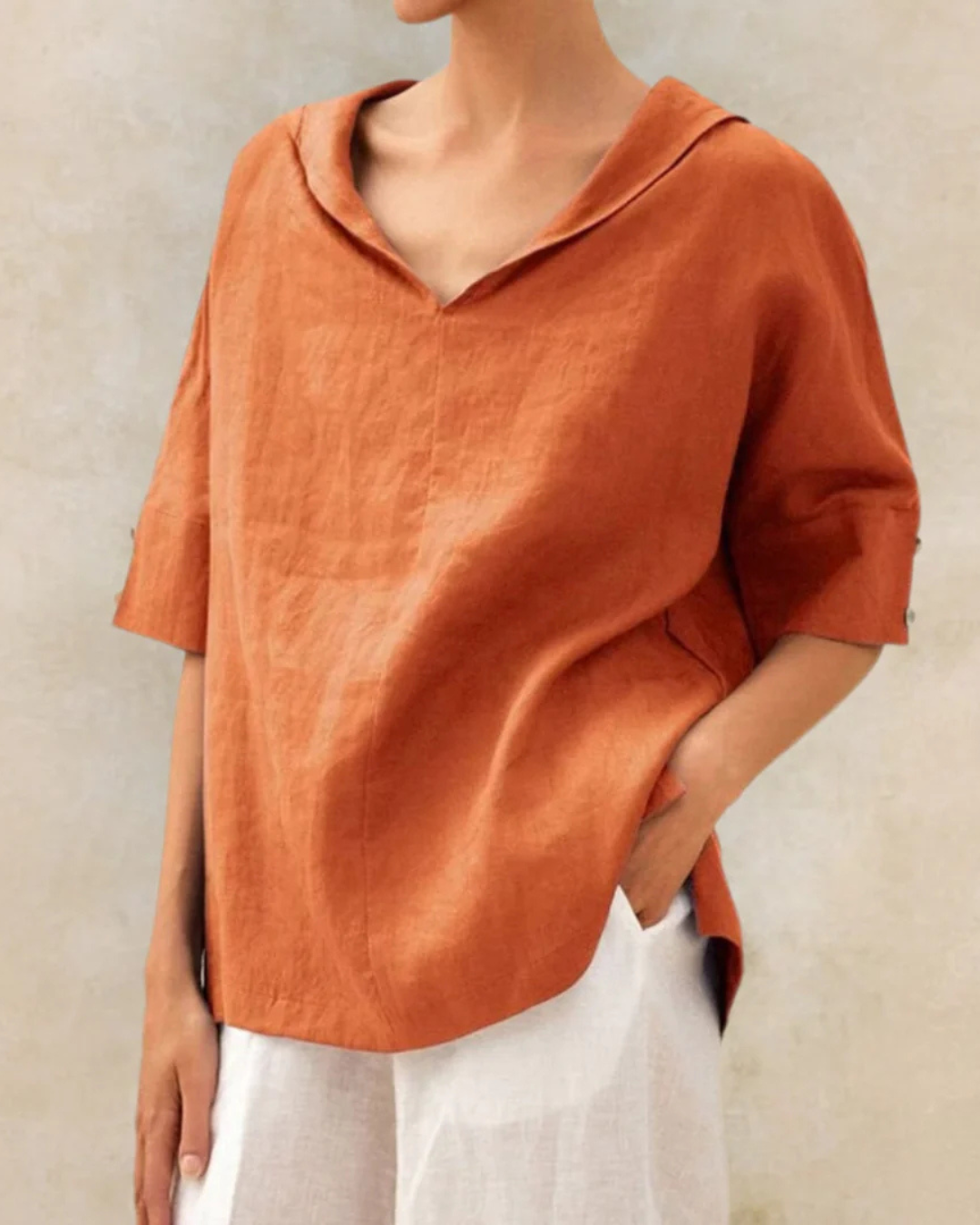 Levoire | Blouse en lin légère pour le printemps et l'été Orange