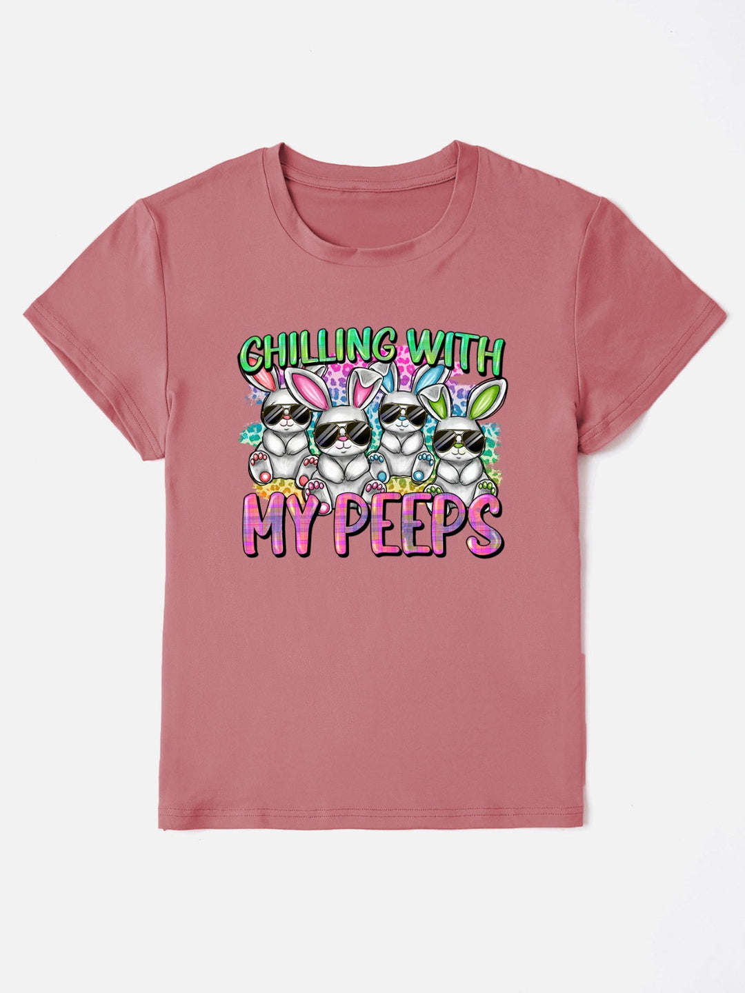 Levoire | CHILLING WITH MY PEEPS T-shirt col rond Poussière Rose Clair