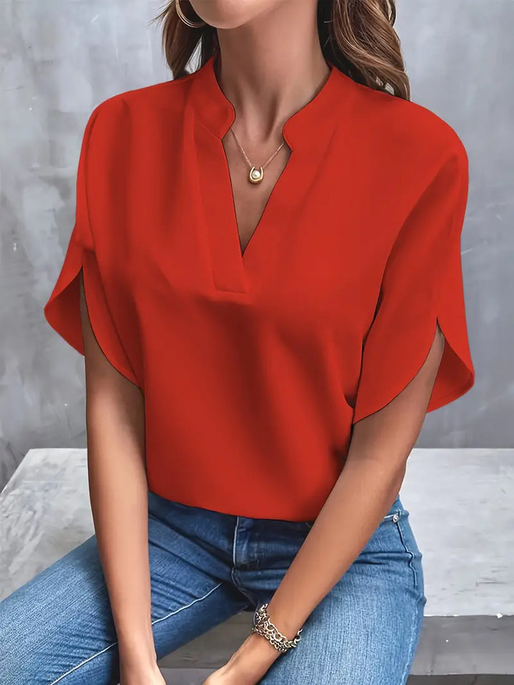 Levoire | Blouse Légère Stylée À Décolleté En V Rot