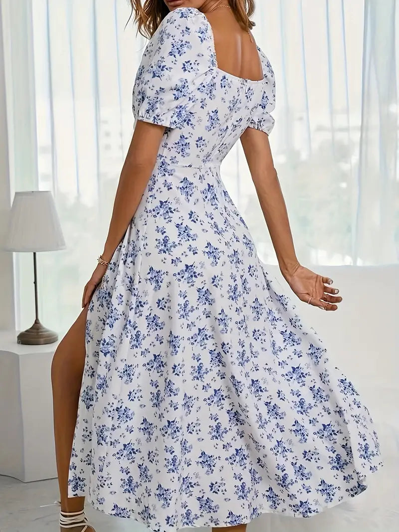 Levoire | Robe En A-Ligne Avec Imprimé Floral Et Manches Bouffantes Pour Le Printemps Et L'Été