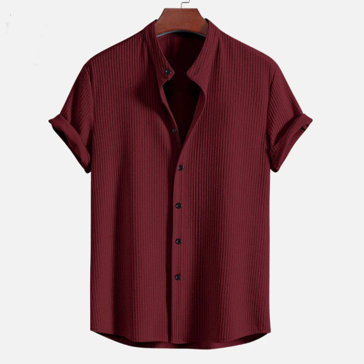Levoire | Chemise Col Montant Côtelé, Coupe Musclée