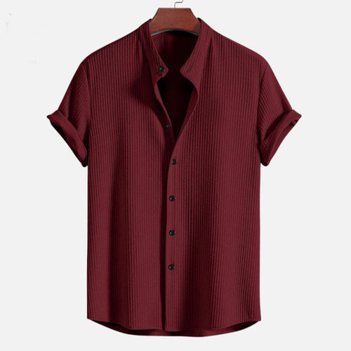 Levoire | Chemise Col Montant Côtelé, Coupe Musclée