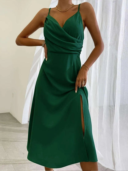 Levoire | Robe à encolure plongeante et imprimé Vert foncé