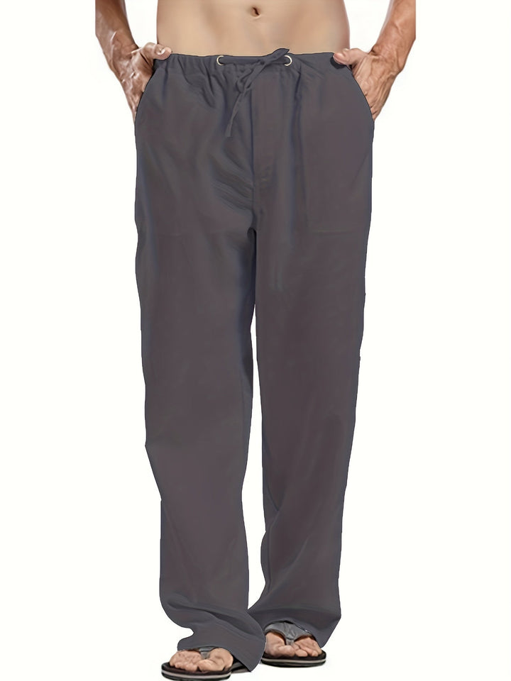 Levoire | Pantalons Pour Hommes En Mélange De Coton Et De Lin Avec Une Taille Élastique Décontractée Gris foncé