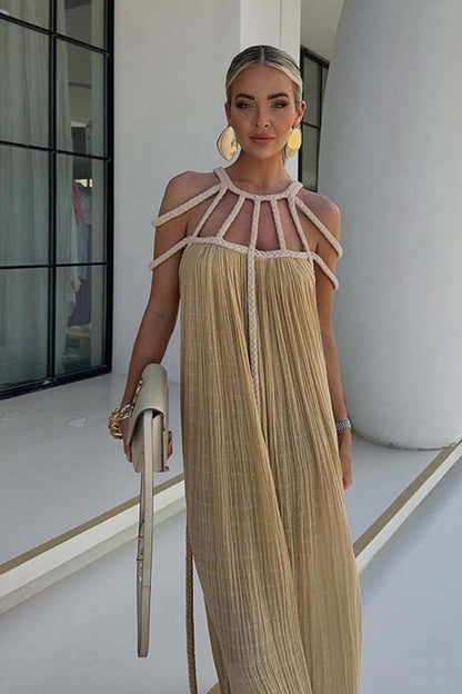 Levoire | Robe Longue À Coupe Fluide Caqui bretelles claires Taille unique (34-46)