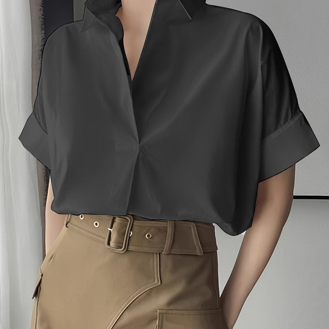 Levoire | Élégante Blouse À Col Revers Semi-Transparente Noir M