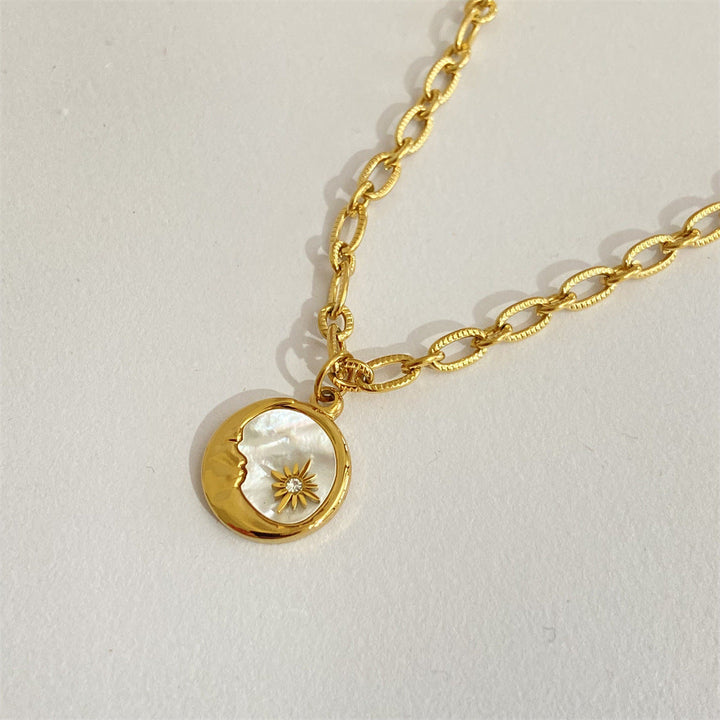 Levoire | Pendentif Soleil Et Lune En Acier Titan Bouche Une taille