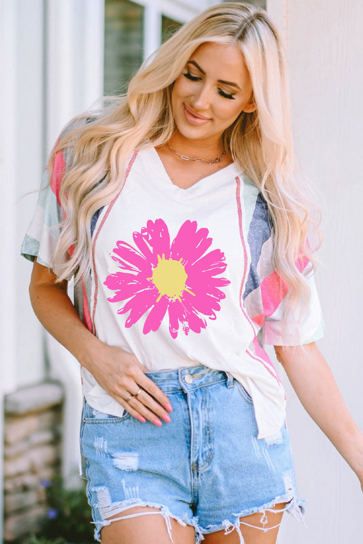 Levoire | Daisy Grafik V-neck T-shirt à manches longues