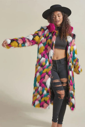 Levoire | Peignoir en fausse fourrure pour femmes de taille moyenne multicolore
