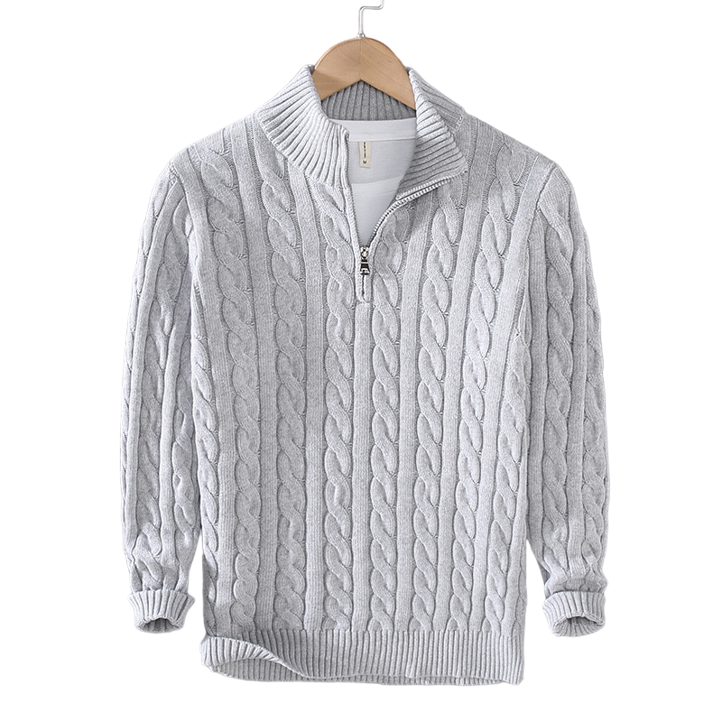 Levoire | Tricot Jersey Luxueux Avec Fermeture Éclair Moderne Gris