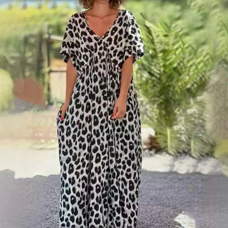 Levoire | Robe à manches courtes imprimée léopard