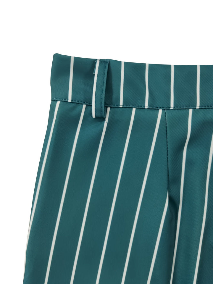 Levoire | Rétro Vert Rayé Imprimé Numérique Pantalon Homme