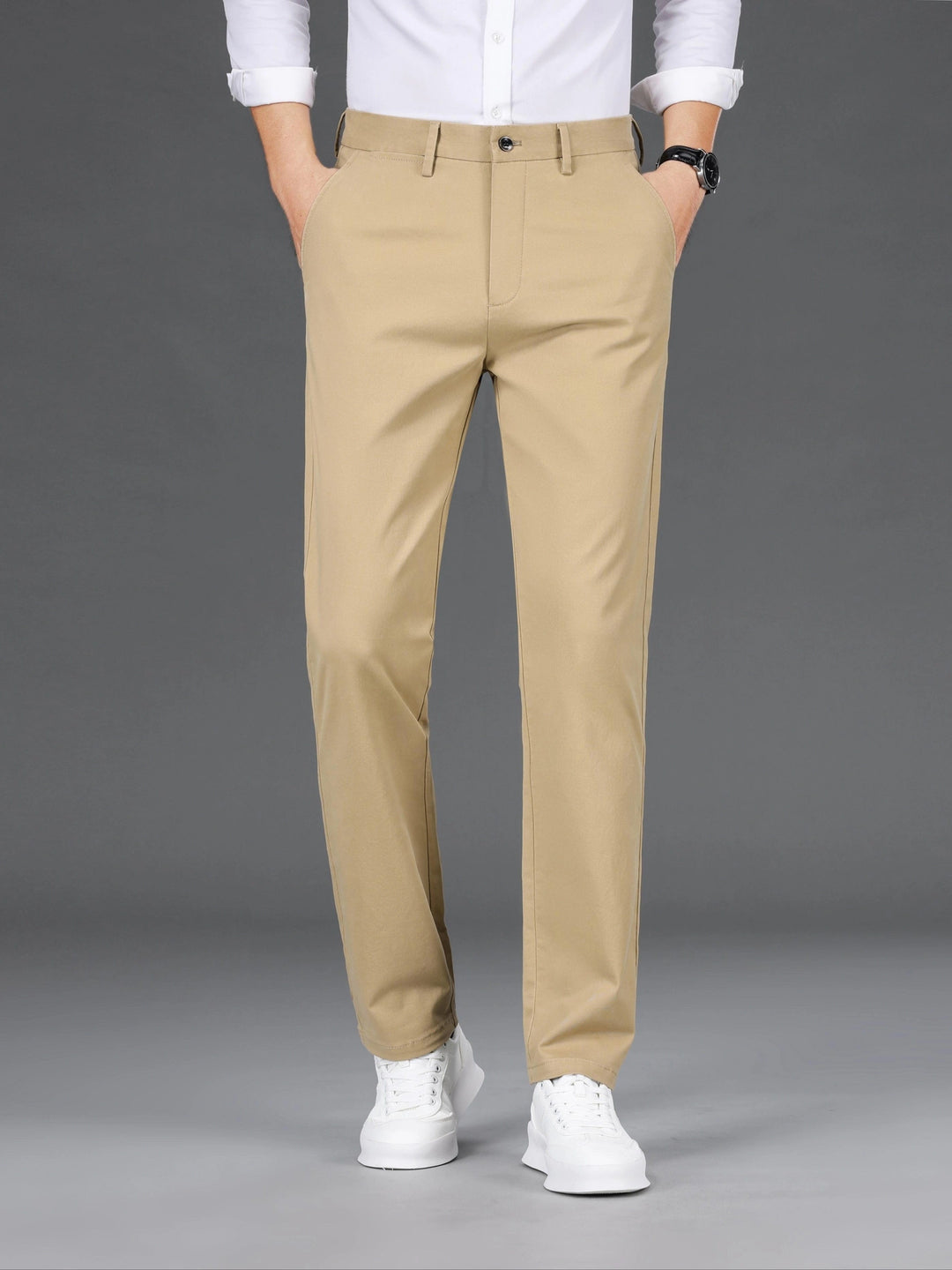 Levoire | Affaires Détendues Ajustement Étroite Pantalons Pour Hommes Avec Poches Khaki