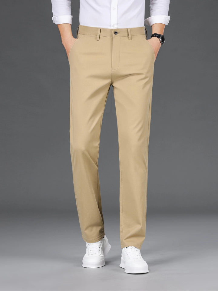 Levoire | Affaires Détendues Ajustement Étroite Pantalons Pour Hommes Avec Poches Khaki