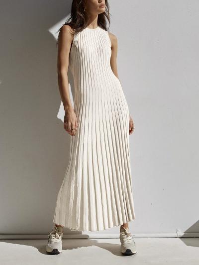 Levoire | Robe Plis Élégante Féminine Blanc
