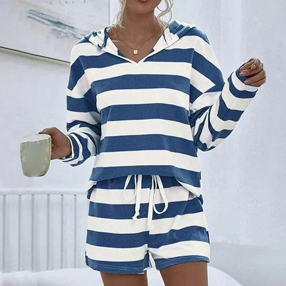 Levoire | Ensemble De Jambe Lâche Avec Col En V Bleu