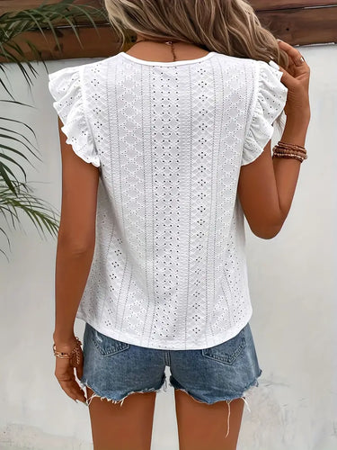 Levoire | T-Shirt Vintage Avec Col Rond Et Ornements En Volants