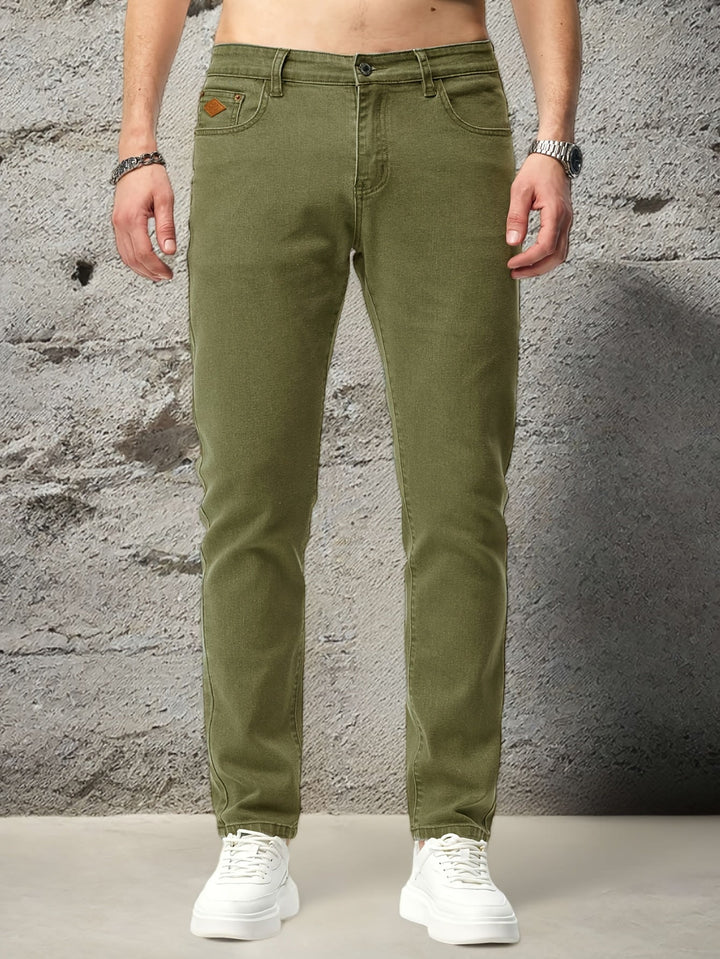 Levoire | Jeans Pour Hommes Simples À Coupe Droite Vintage vert