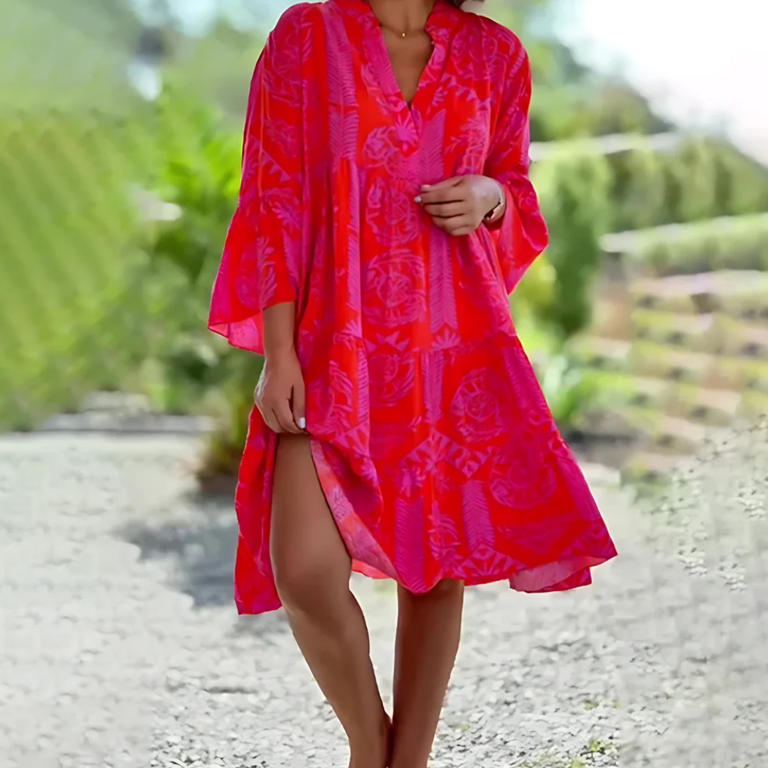 Levoire | Robe d'été mini avec volants pour femmes Rot