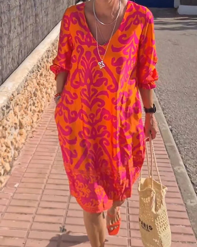 Levoire | Robe Ample Avec Décolleté En V Et Impression