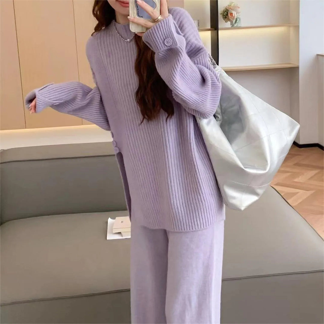 Levoire | Ensemble deux pièces avec un pull en tricot et un pantalon à manches larges
