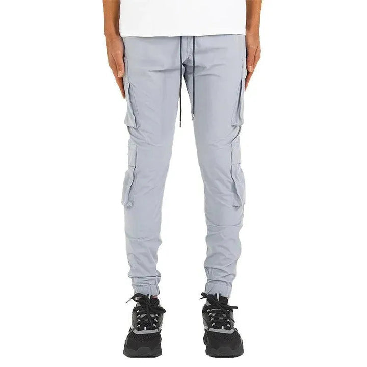 Levoire | Hommes Pantalons Stretch avec cordons aux chevilles Helle Gris