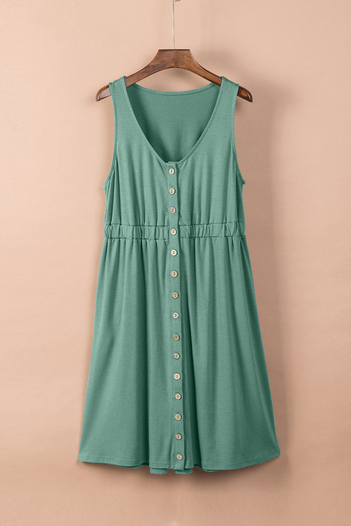 Levoire | Robe Mini Sans Manches À Col Montant Avec Boutonnière Pour Femmes