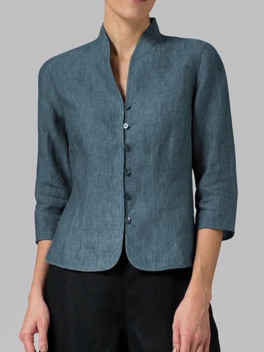 Levoire | Blouse Classique Pour Femme Avec Boutons Bleu Foncé